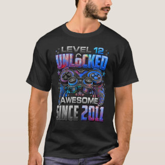 Camiseta Nível 12 Desbloqueado Incrível Desde o Aniversário