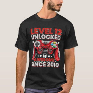 Camiseta Nível 12 Desbloqueado Incrível Desde o Aniversário