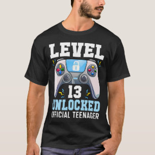 Camiseta Nível 13 13 do jogo de vídeo desbloqueado Aniversá