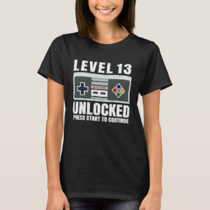 Camiseta Nível 13 Desbloqueado Aniversário do 13 de Jogador