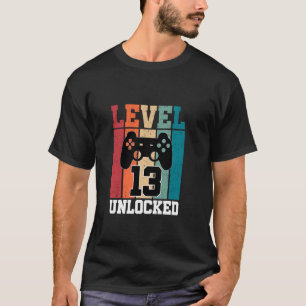 Camiseta Nível 13 Desbloqueado Gamers Engraçados De 13 Anos