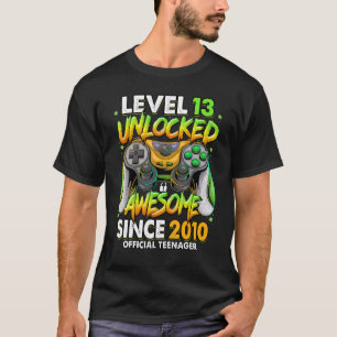 Camiseta Nível 13 Desbloqueado Incrível Desde o Aniversário