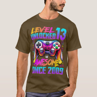 Camiseta Nível 13 Desbloqueado Incrível Desde o Aniversário