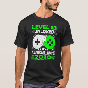 Camiseta Nível 13 Desbloqueado Incrível Desde o Aniversário