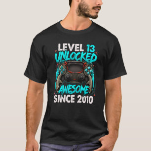 Camiseta Nível 13 Desbloqueado Incrível Desde o Aniversário