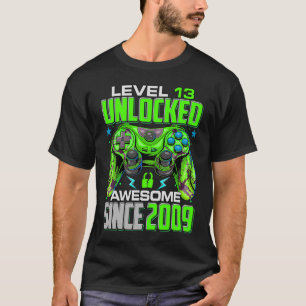 Camiseta Nível 13 Desbloqueado Incrível Desde o Aniversário