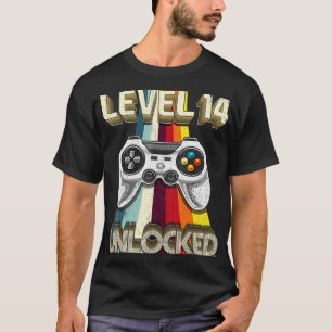 Camiseta Nível 14 - 14 do jogo retrô desbloqueado - Anivers