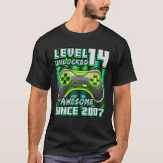 Camiseta Nível 14 Desbloqueado Incrível 2007 Vídeo Game 14