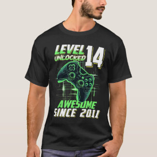 Camiseta Nível 14 Desbloqueado Incrível Desde 2011 Aniversá