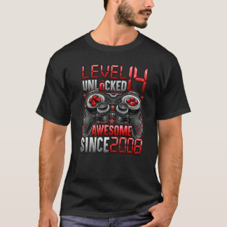 Camiseta Nível 14 Desbloqueado Incrível Desde o Aniversário