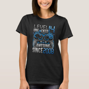 Camiseta Nível 14 Desbloqueado Incrível Desde o Aniversário