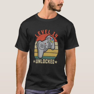 Camiseta Nível 14 Jogador de Aniversário de 14 Anos de 14 D