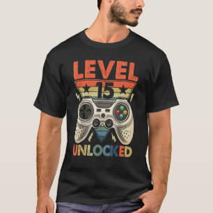 Camiseta Nível 15 15 de Aniversário do Jogador de Vídeo Des