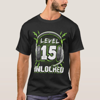 Camiseta Nível 15 15 De Jogos De Vídeo Desbloqueados