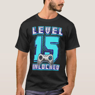 Camiseta Nível 15 15 de jogos de vídeo desbloqueados Aniver