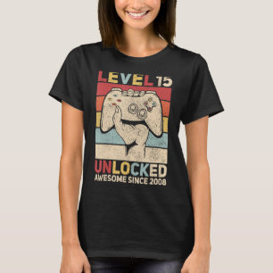 Camiseta Nível 15 Desbloqueado, 15 de Cabine de Menino de 1