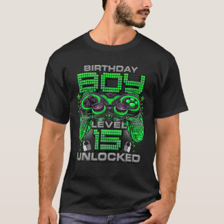 Camiseta Nível 15 Desbloqueado Incrível Desde o 15º Anivers