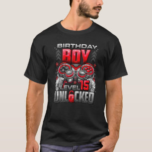 Camiseta Nível 15 Desbloqueado Incrível Desde o Aniversário