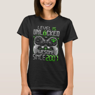 Camiseta Nível 15 Desbloqueado Incrível Desde o Aniversário