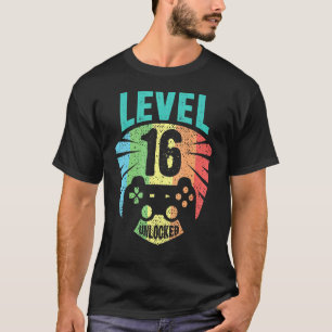 Camiseta Nível 16 Desbloqueado 16º Aniversário Garota Gamer