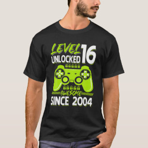 Camiseta Nível 16 Desbloqueado Incrível 2004 Vídeo Game