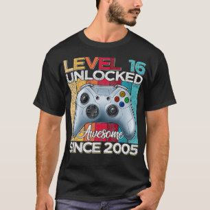 Camiseta Nível 16 Desbloqueado Incrível Desde 2005 16º Aniv