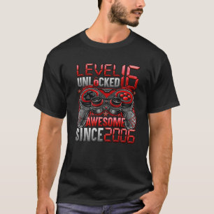 Camiseta Nível 16 Desbloqueado Incrível Desde 2006 16º Aniv