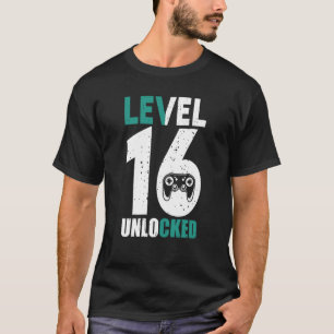 Camiseta Nível 16 Jogador de Aniversário Desbloqueado 16º A