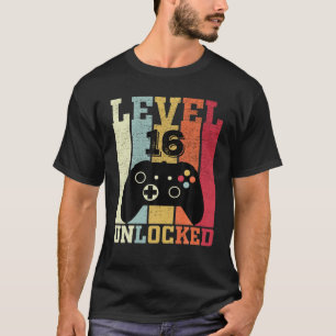 Camiseta Nível 16 Jogador De Vídeo Engraçado Desbloqueado 1