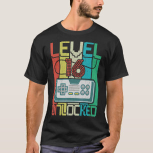 Camiseta Nível 16 Vídeo Gamer 16º Aniversário