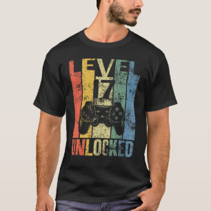 Camiseta Nível 17 Desbloqueado 17º Aniversário Para Jogador