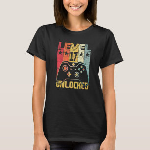 Camiseta Nível 17 Desbloqueado Engraçado 17º Aniversário 17