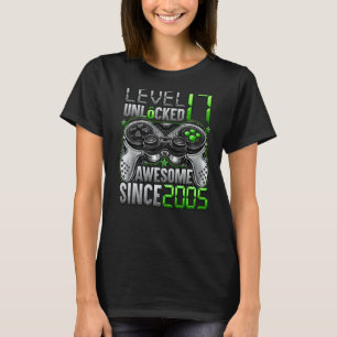 Camiseta Nível 17 Desbloqueado Incrível Desde 2005 17º Aniv