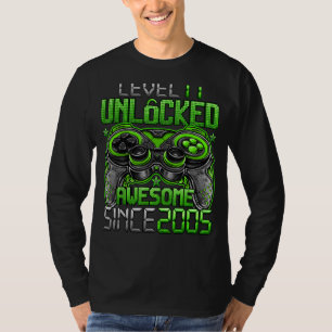 Camiseta Nível 17 Desbloqueado Incrível Desde 2005 17º Aniv