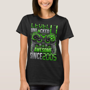 Camiseta Nível 17 Desbloqueado Incrível Desde 2005 17º Aniv