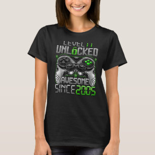 Camiseta Nível 17 Desbloqueado Incrível Desde 2005 17º Aniv