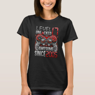 Camiseta Nível 17 Desbloqueado Incrível Desde 2005 17º Aniv