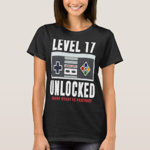 Camiseta Nível 17 Desbloqueado Jovem Jogador 17 Anos 17 Ani