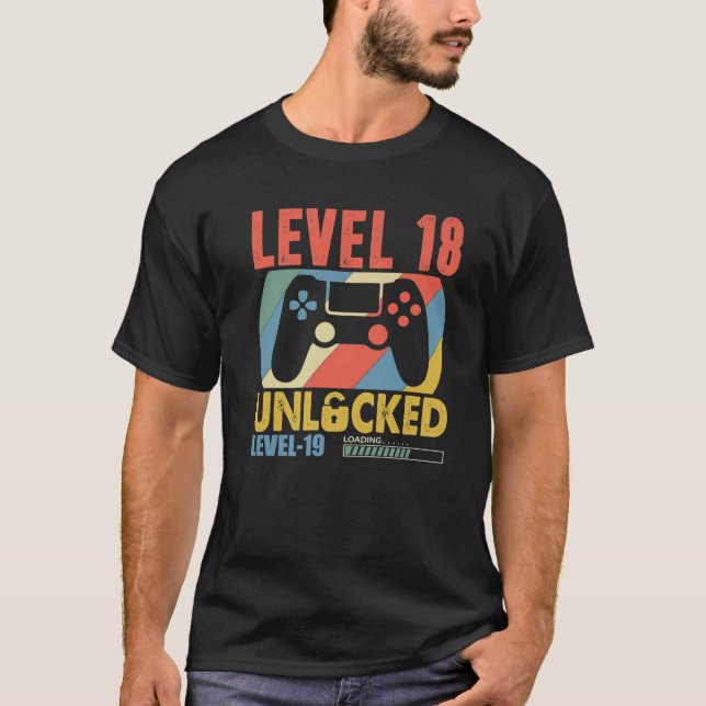 Camiseta Nível 18 Desbloqueado 18 Anos Engraçado 18º Aniver (Frente)