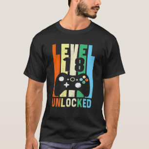 Camiseta Nível 18 Desbloqueado 18Th Gamer Birthday Gift T