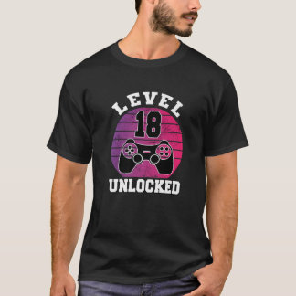 Camiseta Nível 18 Desbloqueado Com 18 Anos De Idade Retroat