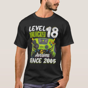 Camiseta Nível 18 Desbloqueado Incrível 2005 18º Aniversári