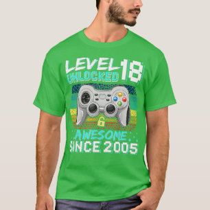 Camiseta Nível 18 Desbloqueado Incrível 2005 Vídeo Game 18.