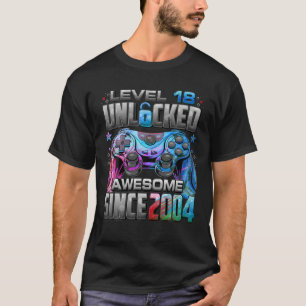 Camiseta Nível 18 Desbloqueado Incrível Desde 2004 18º Aniv