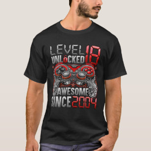 Camiseta Nível 18 Desbloqueado Incrível Desde 2004 18º Aniv
