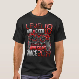 Camiseta Nível 18 Desbloqueado Incrível Desde 2004 18º Aniv
