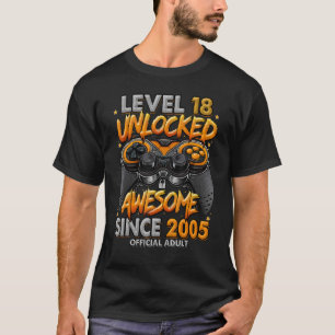 Camiseta Nível 18 Desbloqueado Incrível Desde 2005 18º Aniv