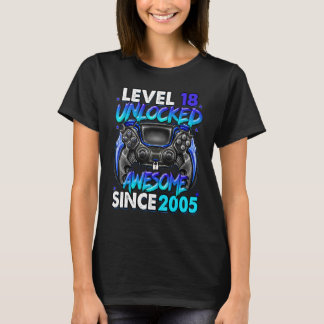 Camiseta Nível 18 Desbloqueado Incrível Desde 2005 18º Aniv