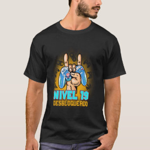 Camiseta Nível 19 Desbloqueado Aniversário de 19 anos Spani