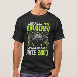 Camiseta Nível 19 Desbloqueado Incrível Desde 2003 19º Aniv